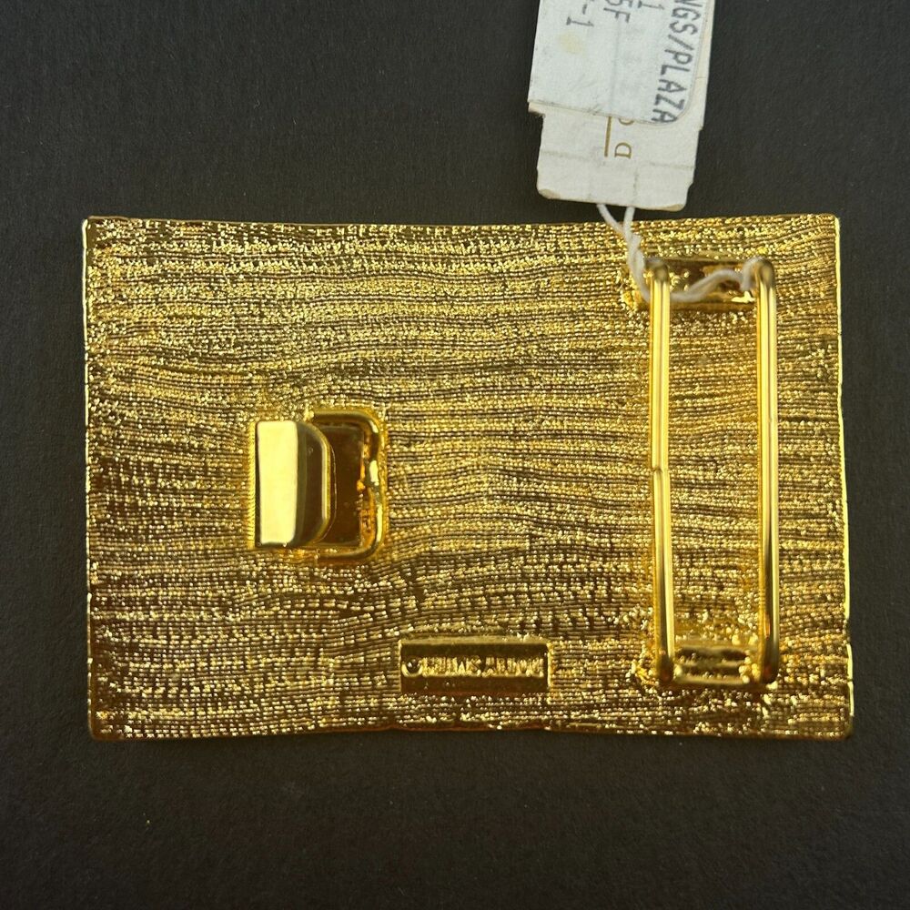 Vintage Dotty Smith Goldtone American Flag Enameled Belt Buckle 2.5" x  1.75" - Picture 6 of 13